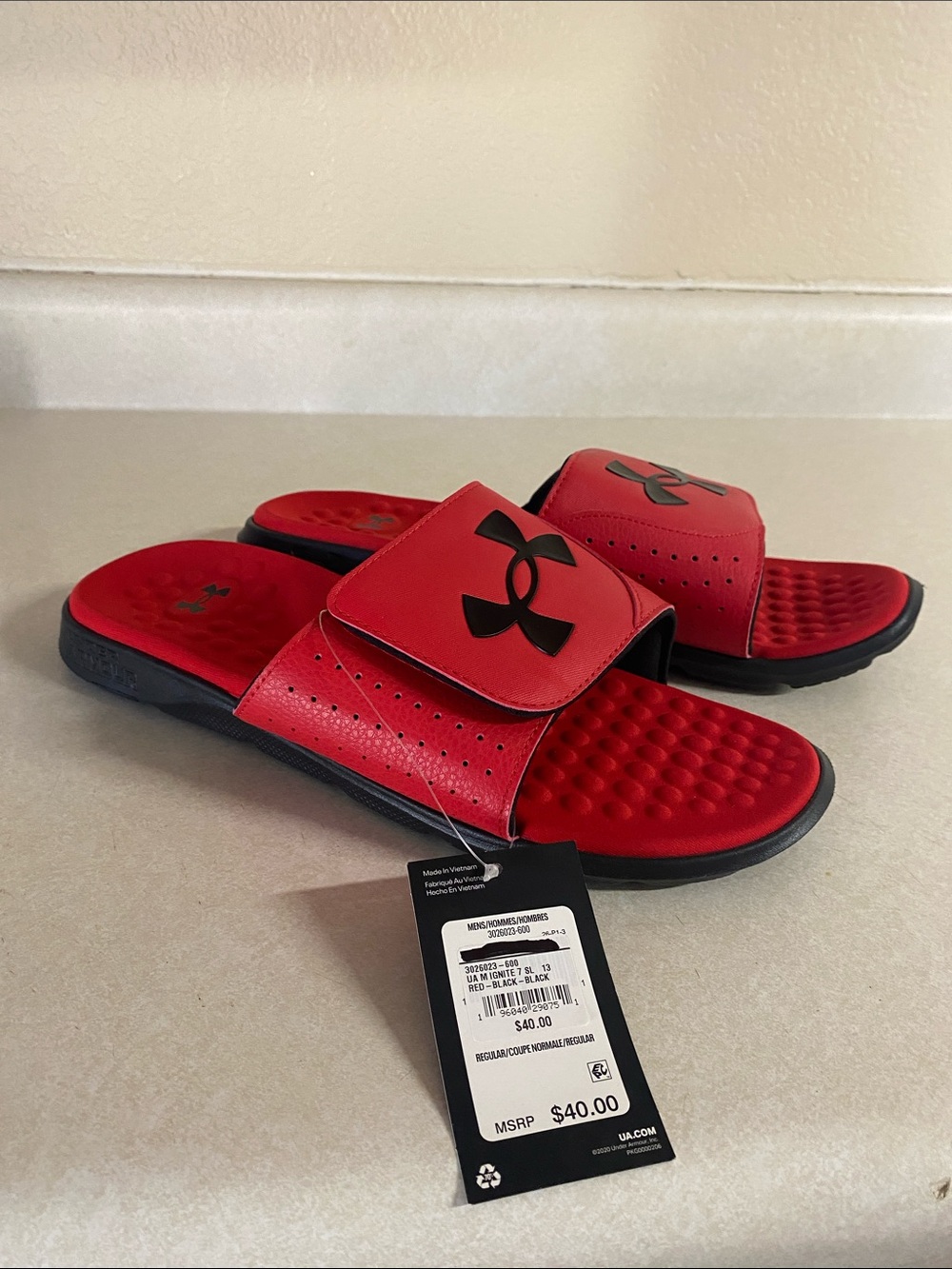 Under Armour Red Slide Sandals - Men's Size 13